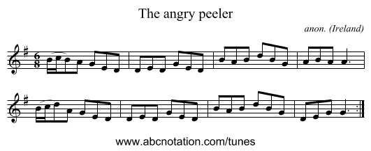 The angry peeler - staff notation