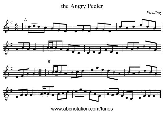 the Angry Peeler - staff notation
