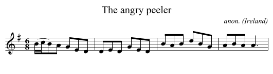 The angry peeler - staff notation