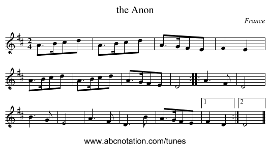 the Anon - staff notation