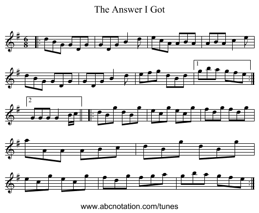 The Answer I Got - staff notation