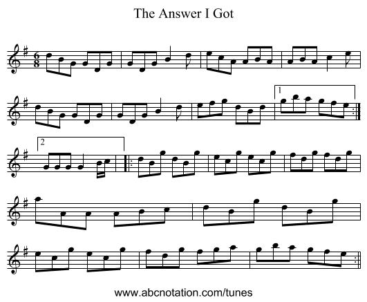 The Answer I Got - staff notation