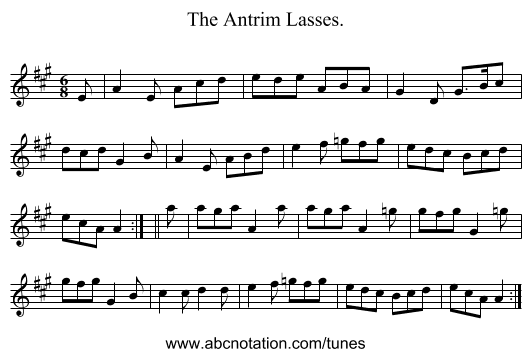 The Antrim Lasses. - staff notation