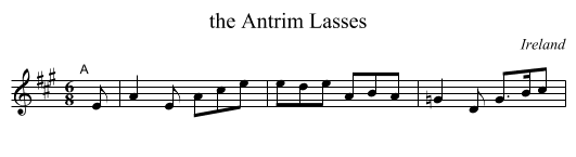 the Antrim Lasses - staff notation