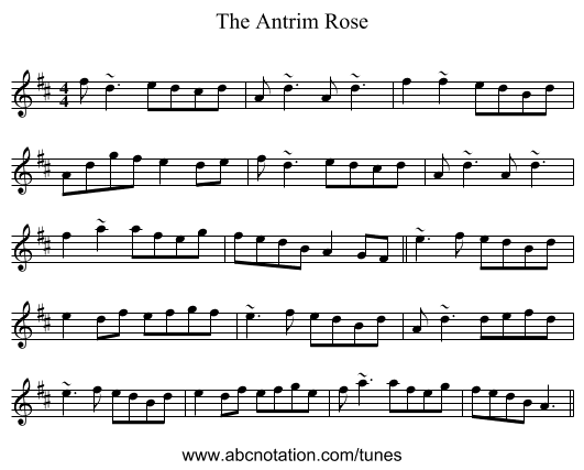 The Antrim Rose - staff notation
