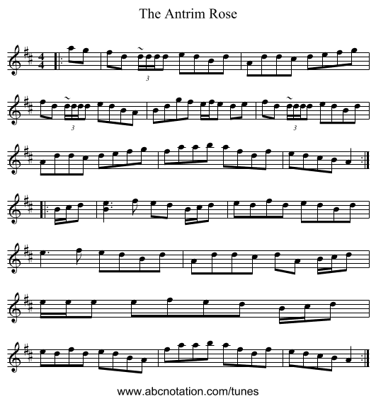 The Antrim Rose - staff notation