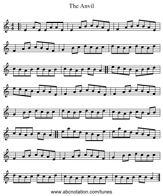 The Anvil - staff notation