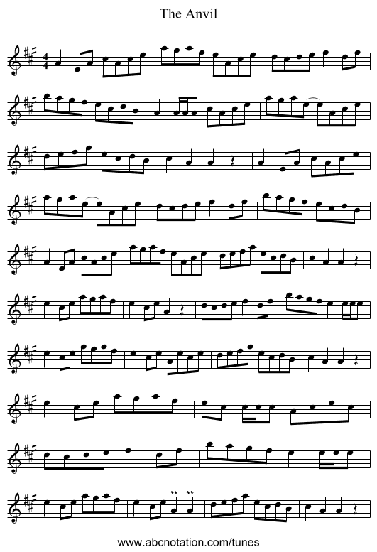 The Anvil - staff notation
