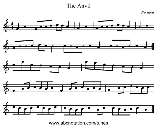 The Anvil - staff notation