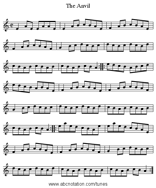 The Anvil - staff notation