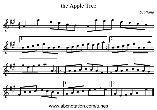 the Apple Tree - staff notation