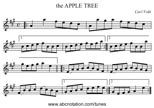 the APPLE TREE - staff notation