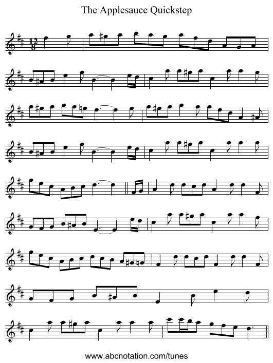 The Applesauce Quickstep - staff notation