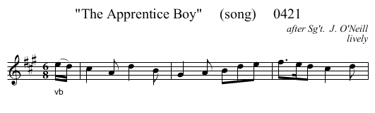 The Apprentice Boy     (song)     0421 - staff notation