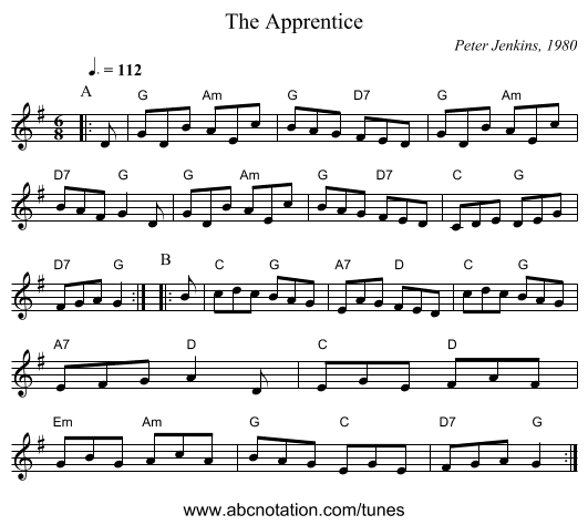The Apprentice - staff notation