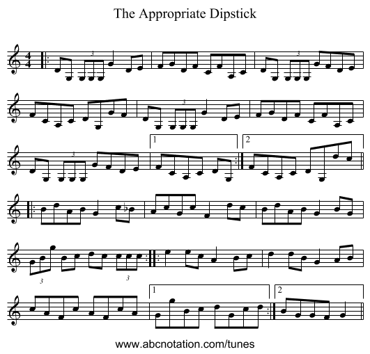 The Appropriate Dipstick - staff notation