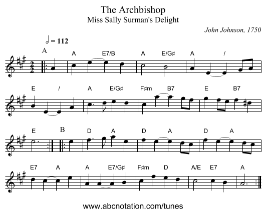 The Archbishop - staff notation
