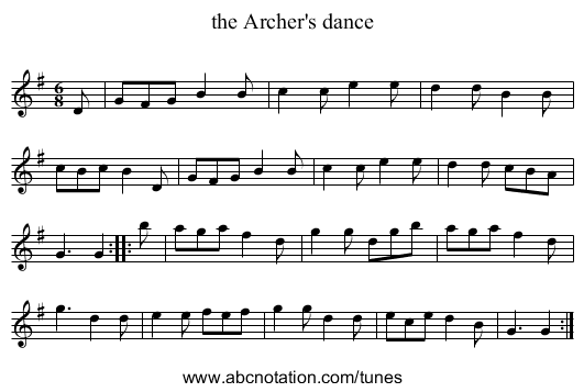 the Archer's dance - staff notation