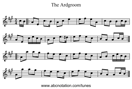 The Ardgroom - staff notation