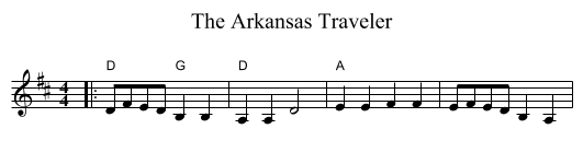 The Arkansas Traveler - staff notation