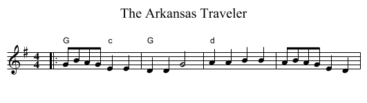 The Arkansas Traveler - staff notation