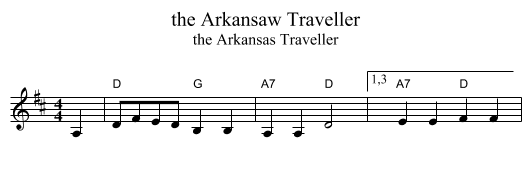 the Arkansaw Traveller - staff notation