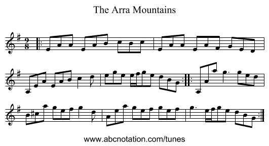 The Arra Mountains - staff notation