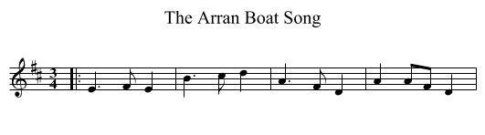 The Arran Boat Song - staff notation