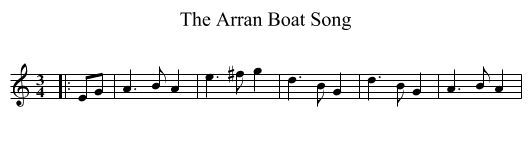 The Arran Boat Song - staff notation