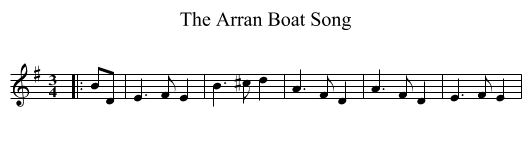The Arran Boat Song - staff notation
