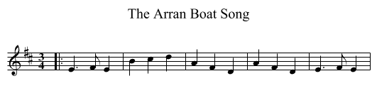 The Arran Boat Song - staff notation