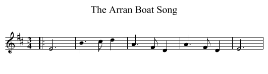 The Arran Boat Song - staff notation