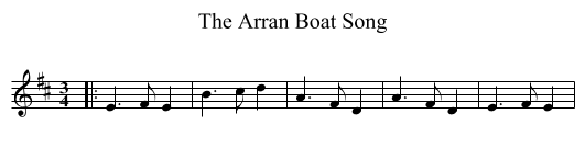 The Arran Boat Song - staff notation