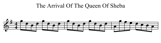 The Arrival Of The Queen Of Sheba - staff notation