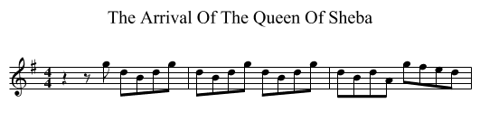The Arrival Of The Queen Of Sheba - staff notation