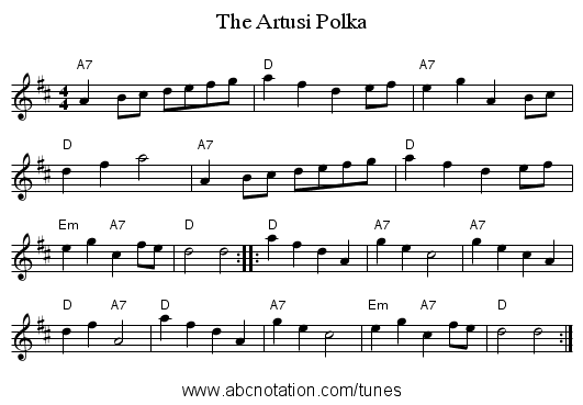 The Artusi Polka - staff notation