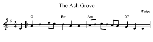 The Ash Grove - staff notation