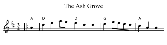 The Ash Grove - staff notation
