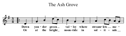 The Ash Grove - staff notation