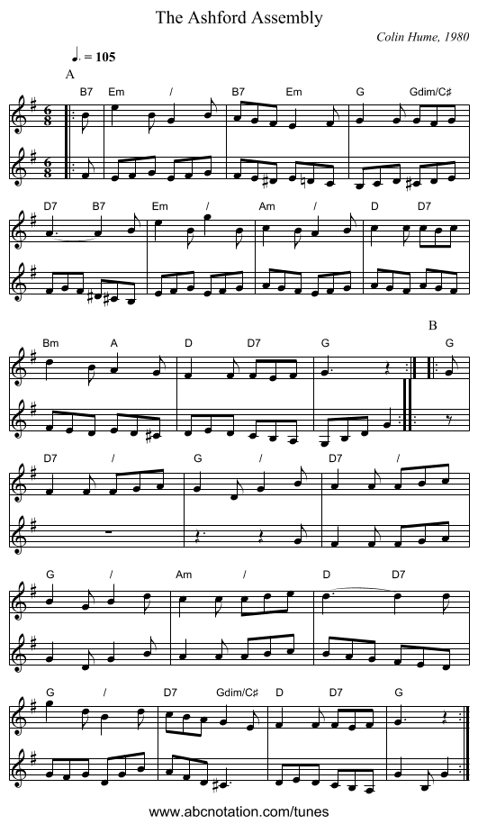 The Ashford Assembly - staff notation