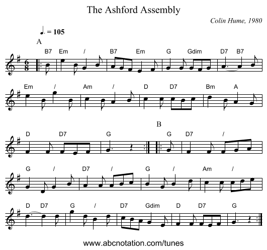 The Ashford Assembly - staff notation
