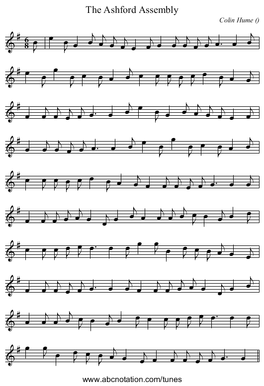 The Ashford Assembly - staff notation