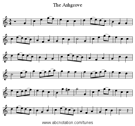 The Ashgrove - staff notation