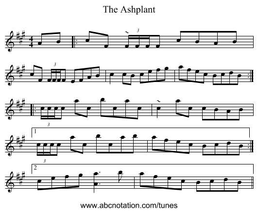 The Ashplant - staff notation