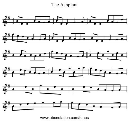 The Ashplant - staff notation