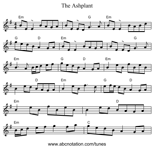 The Ashplant - staff notation