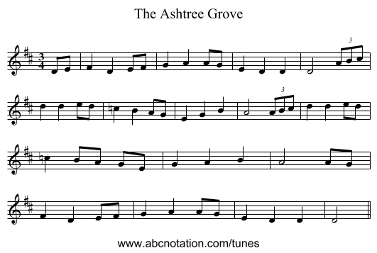 The Ashtree Grove - staff notation