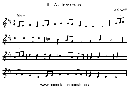 the Ashtree Grove - staff notation