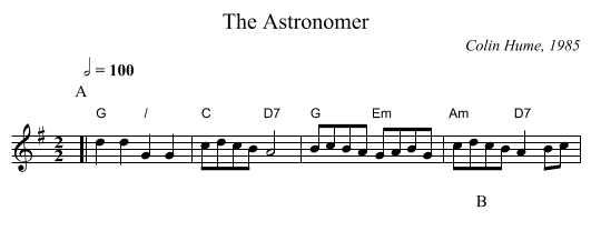 The Astronomer - staff notation