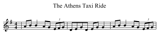 The Athens Taxi Ride - staff notation